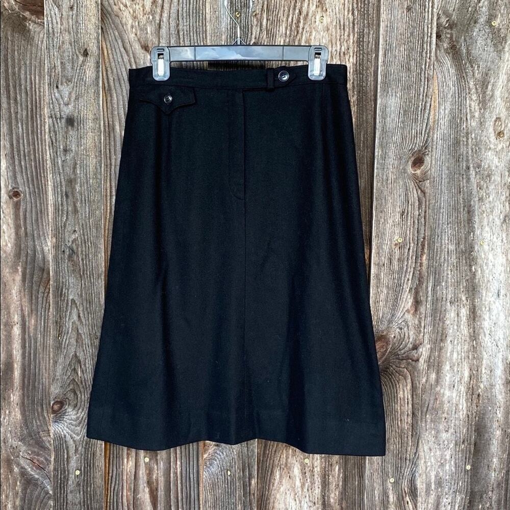 TRUE VINTAGE, US MADE Evan Picone Black Wool Blend A-Line Skirt Small